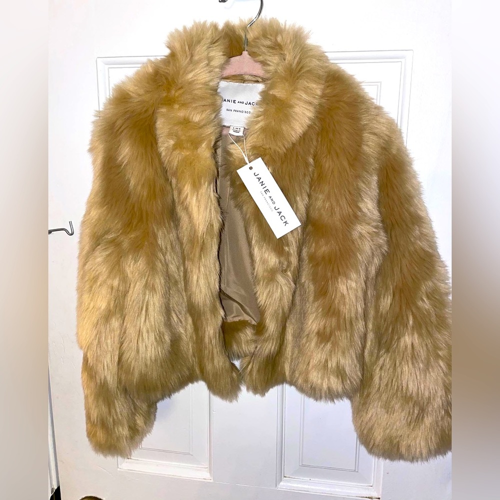 Janie and Jack faux fur coat size girls 5/6